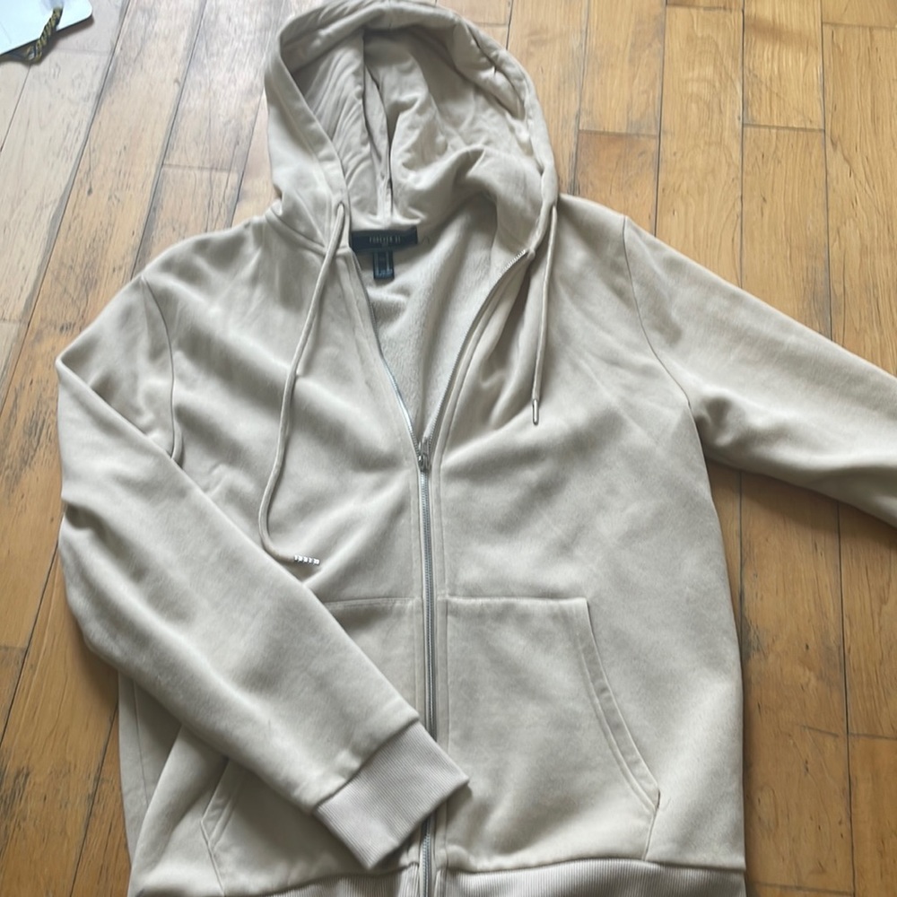 TAN ZIP UP HOODIE